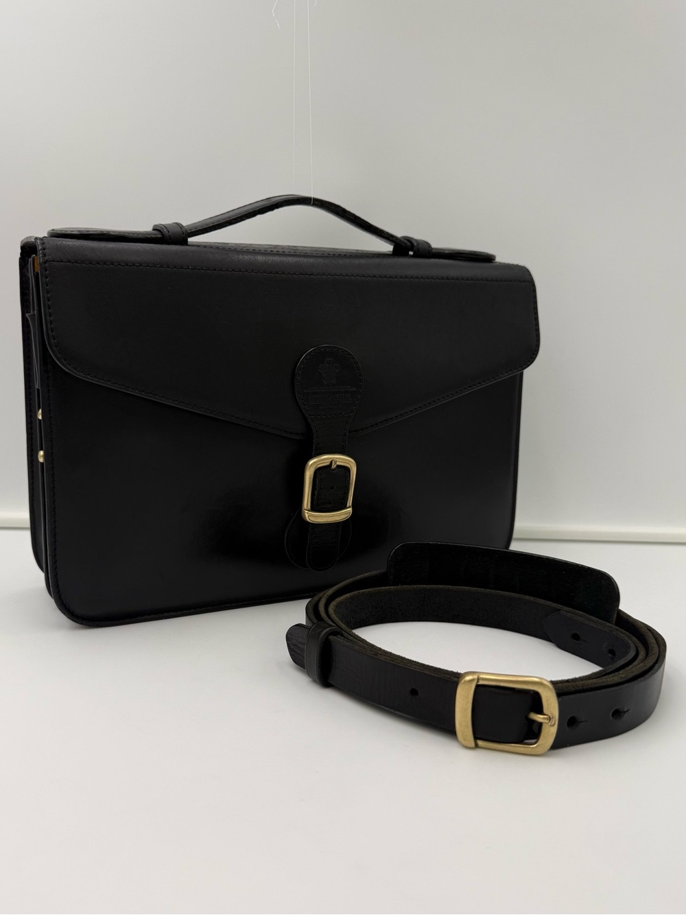 ETTINGER 1934 LONDON • Black Crossbody 33 Bag • Made in ENGLAND • HM THE KING